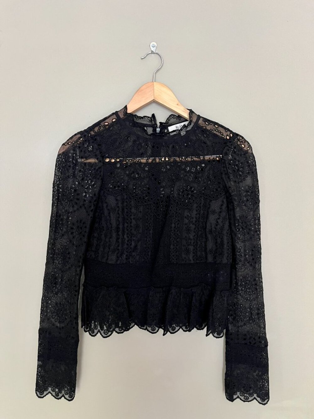 SEA Lainey Embroidered Lace Top Black Size 0 - Picture 2 of 4